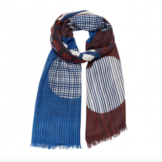 sjaal Mahaut bleu marron blauw Inouïtoosh LISMORE accessoires
